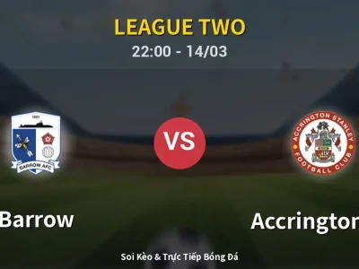 🔴 Trực Tiếp: Barrow 0-0 Accrington ST – Link Xem League Two (Full HD)